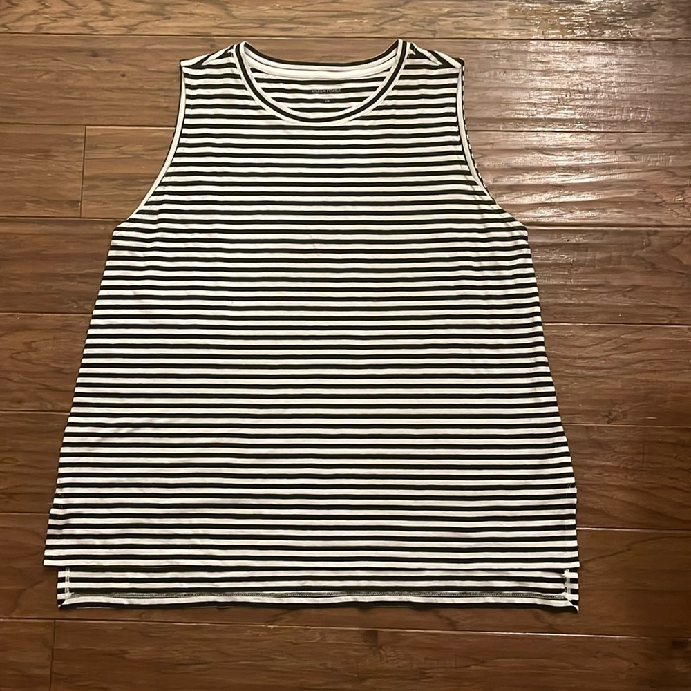 Eileen Fisher Black and White Striped Tank Top